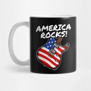 4th July Guitar America Rocks USA Flag Guitarist Mug